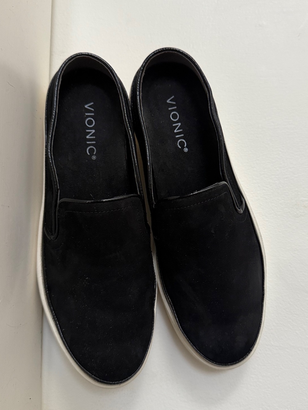 Vionic Effortless Nubuck Leather Slip On Backless Mule Sneakers Black Womens 7.5